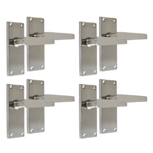Door Handles Internal & External Victorian Straight Lever Latch Satin Nickel.4 - Picture 1 of 12
