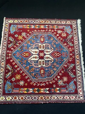 Alter antiker Perserteppich handgeknüpft 64cm x 64cm - Bild 1 von 4