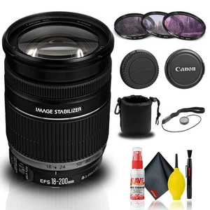 Canon EF-S 18-200mm f/3.5-5.6 IS Lens (2752B002) + Filter + Lens Pouch + More - Picture 1 of 1