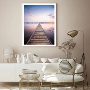Wooden Pier Over Lake Scenery Print Premium Poster High Quality choose sizes - Picture 1 of 2