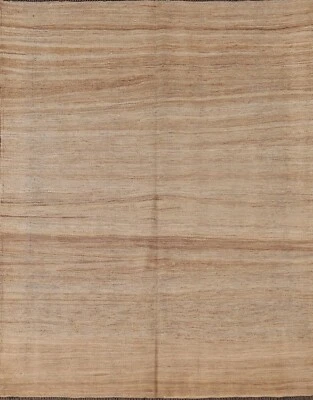 Striped Modern Reversible Kilim 5x6 Near Square Rug Hand-woven Wool Carpet - Image 1 of 4