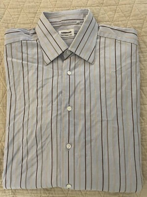 Camisa LORENZINI Hecha en Italia Vintage Audaz Rayas Cuello Extendido Talla 16/41 $275 Foto 1 de 4
