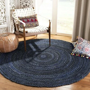 Alfombra 100 % algodón natural hecha a mano alfombra reversible aspecto moderno alfombra sala de estar - Imagen 1 de 9
