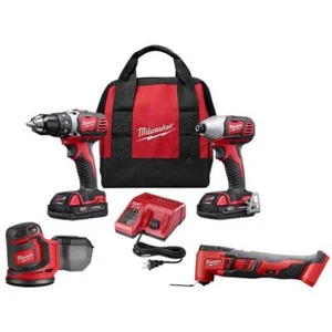 Milwaukee Drill,Impact Driver,Multi-Tool, Sander Combo Kit 18V Li-Ion Cordless - Picture 1 of 12