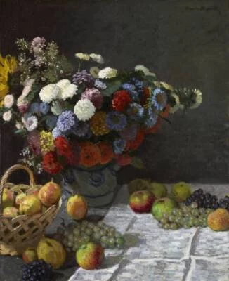 Still Life with Flowers and Fruit Painting by Monet Poster Print, Imagekind - Image 1 of 4