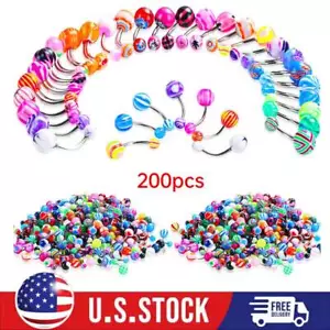 200pcs Colorful Belly Button Rings Body Piercing Navel Jewelry for Women Girls - Picture 1 of 7