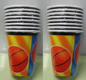 20 BASKETBALL PAPER CUPS Tailgating Birthday Final Four Party Sports 9oz NEW - Picture 1 of 3