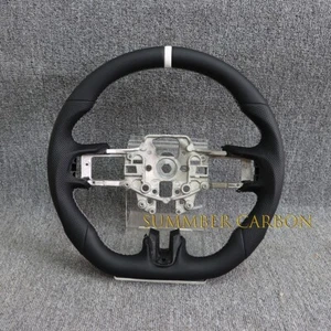 Perforated Leather Steering Wheel w/White Stripe Fit Ford Mustang Shellby 15-17 - Picture 1 of 6