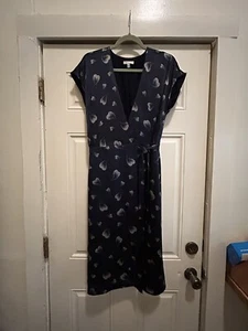 Joie Jerelle Black White Hearts 100% Silk Side Slit/Split Neck Dress Size S NWOT - Picture 1 of 15