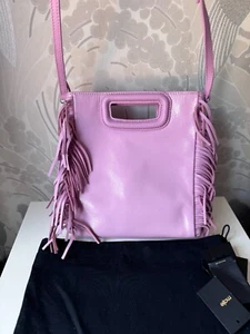 Maje Light Rose Pink Patent Leather M Bag with Fringing - Picture 1 of 4
