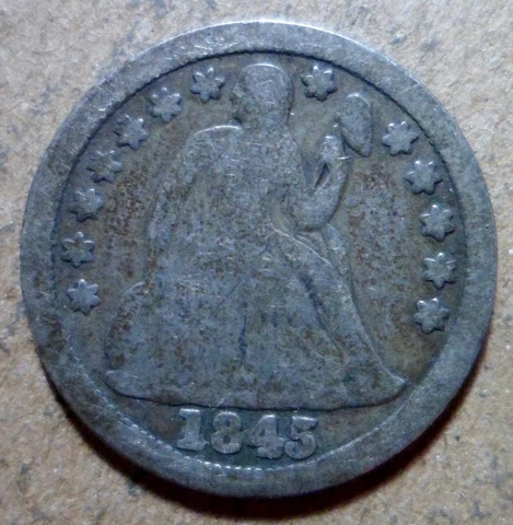 1845 Liberty Seated Dime old silver collection tough date nice a331 Cover