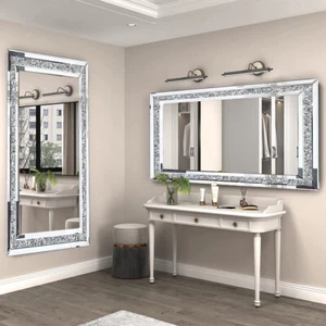 47in Oversized Luxury Decorative Wall Mirror Crushed Diamond Full Length Mirror - Picture 1 of 12