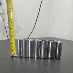 Lot of 7 Craftsman USA Deep Sockets SAE -G- 3/8" Drive 6 Point Spark Plug Socket - Picture 1 of 12