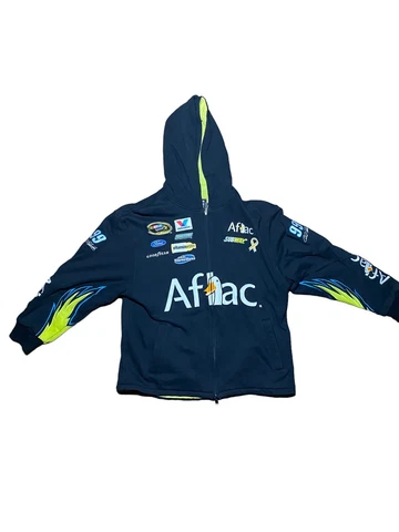 Nascar Aflac Carl Edwards Chase Authentics Full Zip Hoodie Hooded Sweatshirt L Cover