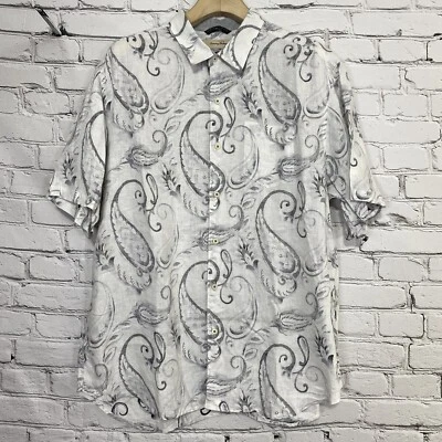 Tommy Bahama Mens Linen Reverse Print Button Down Paisley Shirt Size XL T36879 - Image 1 of 4