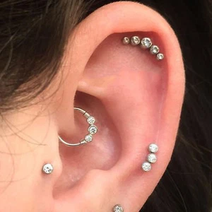 Pendientes Daith Piercing, Anillo Tabique, Joyería Daith 16g, Cristal Triple Clicker - Imagen 1 de 2