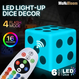 6" Dice Cube LED Night Light 16 Color Changing Desktop Party Lighting Home Décor - Picture 1 of 10