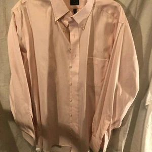 Nice Chaps Classic Fit Oxford Men's Dress Shirt Long Sleeve Pink Size 17 34/35 - Picture 1 of 7