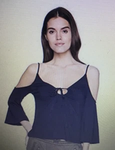NEU Paolina Bluse Cold Shoulder Top Shirt Damen Ladies L Large schwarz neu mit Etikett 845Y - Bild 1 von 2