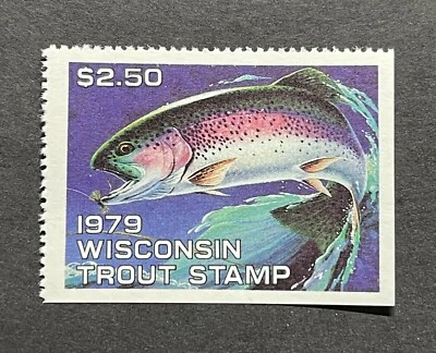 WTDstamps - 1979 WISCONSIN - State Trout Fishing Stamp - Mint OG NH - Image 1 of 2