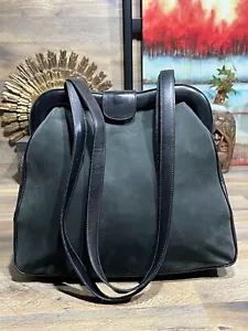 Giorgio Armani schöne dunkelwaldgrün/schwarze Leder Schultertasche Handtasche - Bild 1 von 13