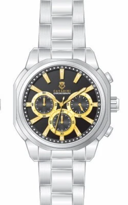 Herrenuhr Chronograph CAVADINI  Edelstahl CV-2021 Designer exklusiv schwarz-gold - Bild 1 von 3