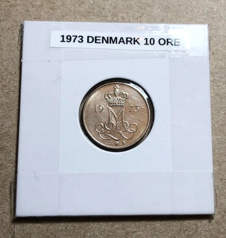 1973 Denmark 10 Ore WORLD COIN Cover