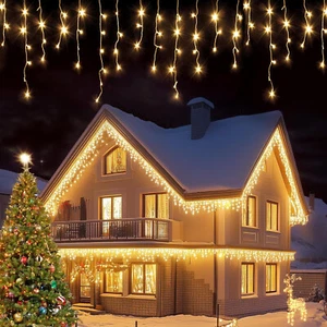 Eiszapfen Weihnachtsbeleuchtung, 30ft 480 LED anschließbare Eiszapfen Lichterkette - Bild 1 von 7