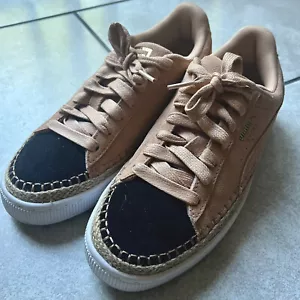 Puma Sneakerdrille Damen Freizeit Wildleder Turnschuhe Größe 7 pink und schwarz - Bild 1 von 7