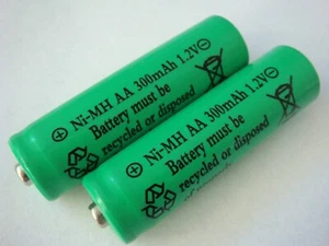 2x Akku Mignon AA Ni-MH 300mAh 1,2V für SOLAR-Lampen Leuchten LED Deko Batterie  - Bild 1 von 1