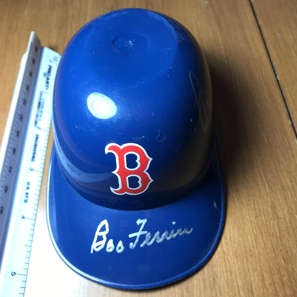 Dave Ferriss Bobby Doerr Signed Small Plastic Batter Helmet Boston Red Sox - Image 1 of 4