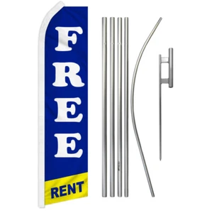 Free Rent Advertising Swooper Feather Flutter Flag & Pole Kit Real Estate - Picture 1 of 9