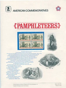 #1476 8c Pamphleteers USPS Cat. #10 Commemorative Stamp Panel - Picture 1 of 1
