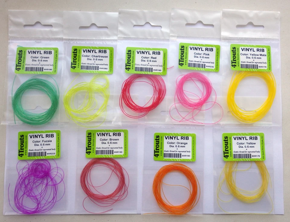 JUEGO DE COSTILLAS DE VINILO 9 colores para ninfa acanalado segmentado cuerpo atar moscas Lote de 9 piezas  Foto 1 de 1
