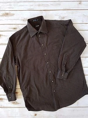 Claiborne Men's Brown Striped Button Down Dress Shirt Size Medium 15 1/2 - A1 Foto 1 de 4