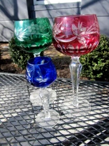 Cut to Clear Crystal Wine Glasses Vintage Lot of 3 unknow Grapes w/wear & Dirty - Picture 1 of 24