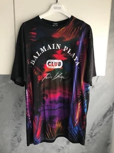 BALMAIN T SHIRT UOMO TG. XL - 52 italiano COLORE NERA VARIOPINTA IN COTONE - Picture 1 of 6