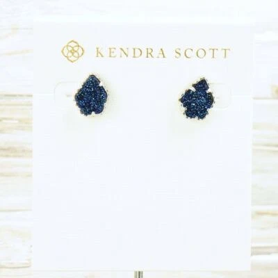 NWOT Kendra Scott Tessa Blue Drusy Stud Earrings Silver Tone - Image 1 of 4