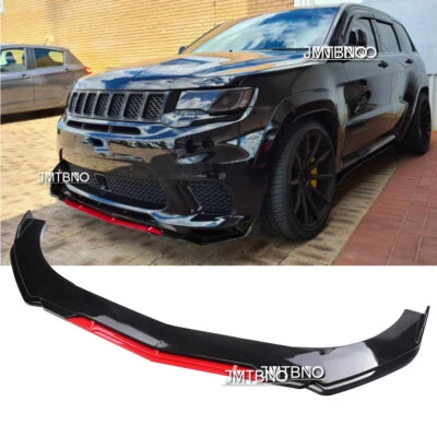 Kits de divisores de alerón labial de parachoques delantero negro brillante + rojo para Jeep Grand Cherokee Foto 1 de 4
