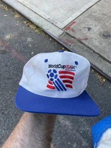 Vintage World Cup USA 94 Mütze Cap Snapback Competitor weiß blau 90er Fußball - Bild 1 von 9