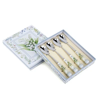 Lily of the Valley Teaspoon Set Stainless Steel Spoons with Ceramic Handle - Image 1 of 4