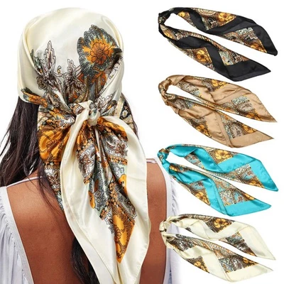 3 Pack 35" Square Satin Head Scarf Silk Bandana Headscarf Hair Wraps for Women - Image 1 of 4