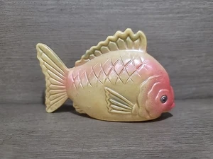 Vintage Celluloid Toy Fish Stylized "W" Mark Japan Pink & Cream Scales 1950s - Picture 1 of 7