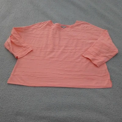 Habitat Clothes To Live In Top Womens Large Shirt 3/4 Sleeve Pink Slub Textured - Image 1 of 4