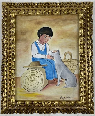 Diego Rivera óleo sobre lienzo (hecho a mano) firmado y enmarcado Foto 1 de 4