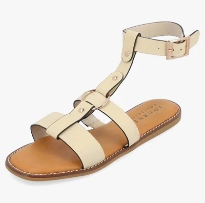 Journee Collection Eleanora Gladiator Tan Flat Ankle Strap Women's Sandals Sz 7M - Image 1 of 4