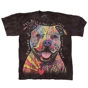 The Mountain T-Shirt Pit Bulls Steal your Heart M Grey Black Dean Russo Art Dog - Picture 1 of 3
