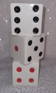 6" Triple White Stacked Dice Ceramic Bud Flower Vase Unique Funky Home Decor - Picture 1 of 9