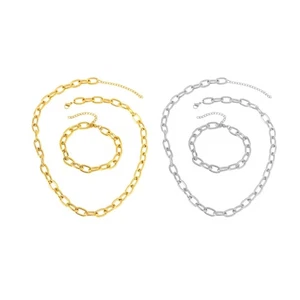 Simple Necklace Fashionable Jewelry Twisted Chain Bracelet Women Jewelry Set - Picture 1 of 9