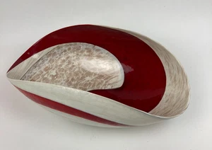 Yalos Murano Art Glass Bowl - Large, Red And White Decorative Bowl, Folded - Picture 1 of 13